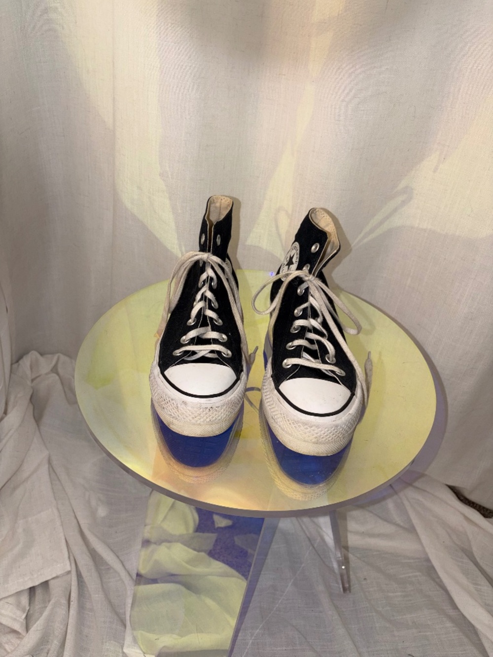 Converse platform black high top